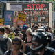 Black Lives Matter activists march during a protest outside the Republican National Convention in Cleveland on July 19, 2016.
ANDREW CABALLERO-REYNOLDS/AFP/Getty Images